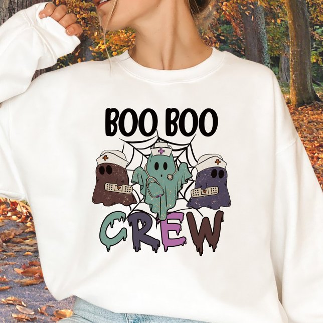 Moletom Enfermeira Enfermeira Halloween Boo Boo Crew Ghost (Criador carregado)
