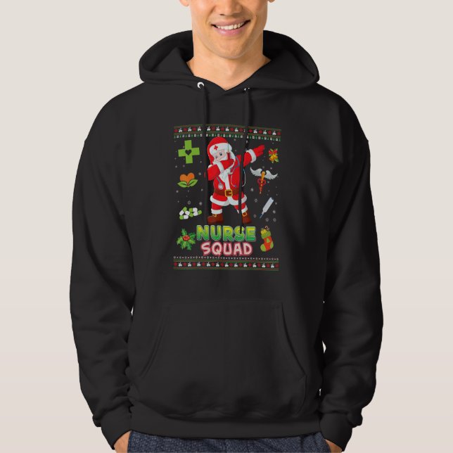 Moletom Enfermeira Esquadrão Dabbing Papais noeis Sweater  (Frente)