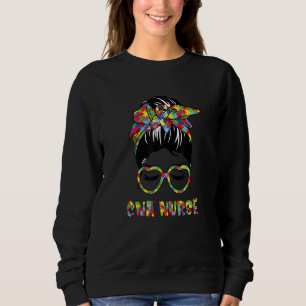 Moletom Enfermeira Messy Bun Autism Mãe Adora Estetosc Car
