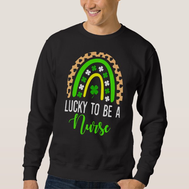 Moletom Enfermeira Rua Patrick S Day Lucky Rainbow Leopard (Frente)