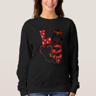 Moletom Enfermeira Xadrez Vermelha Leopardo Vermelho Amor