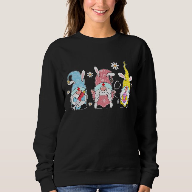 Moletom Enfermeiro Stethoscope Bunny Gnome Rabbit Ovos Caç (Frente)