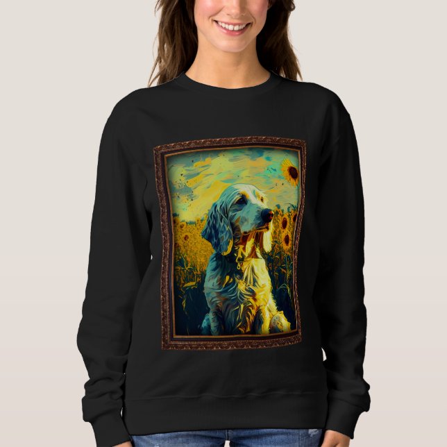 Moletom English Setter Painting Sunflower Flower Mom Women (Frente)