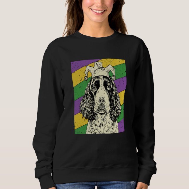 Moletom English Springer Spaniel Jester Mardi Gras Dog Mom (Frente)