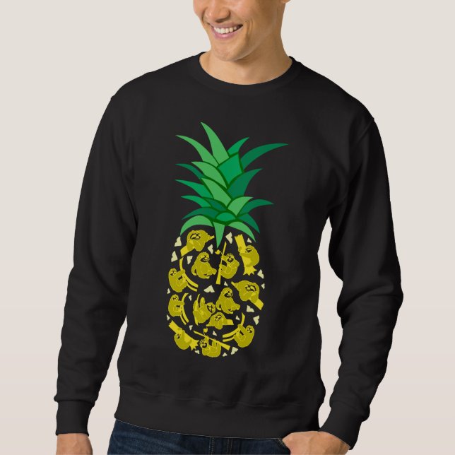 Moletom Engraçada Lama Construindo Fruta de Abacaxi (Frente)
