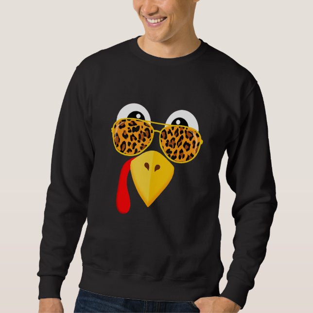 Moletom Engraçado Ação de Graças Turquia Enfrenta Óculos S (Frente)