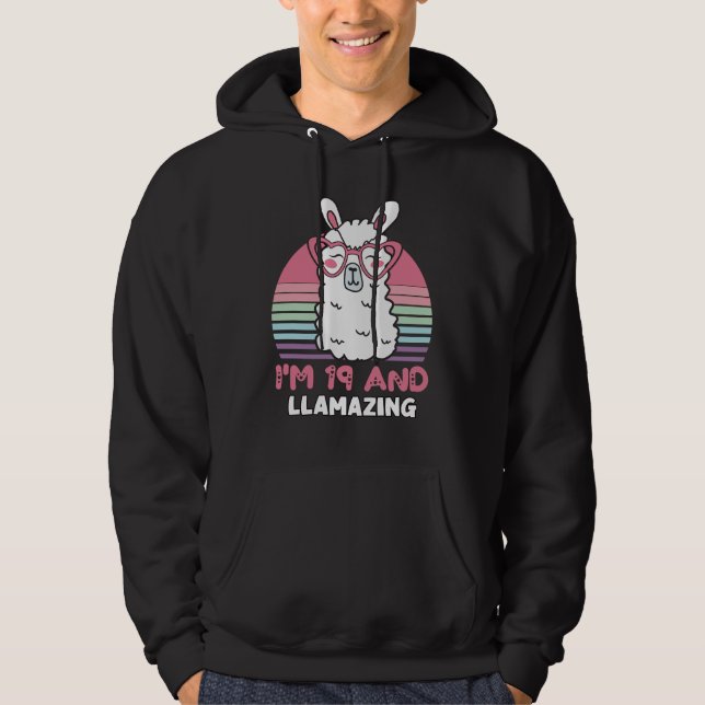 Moletom Engraçado Adorável Llama 19º Presente De Aniversár (Frente)