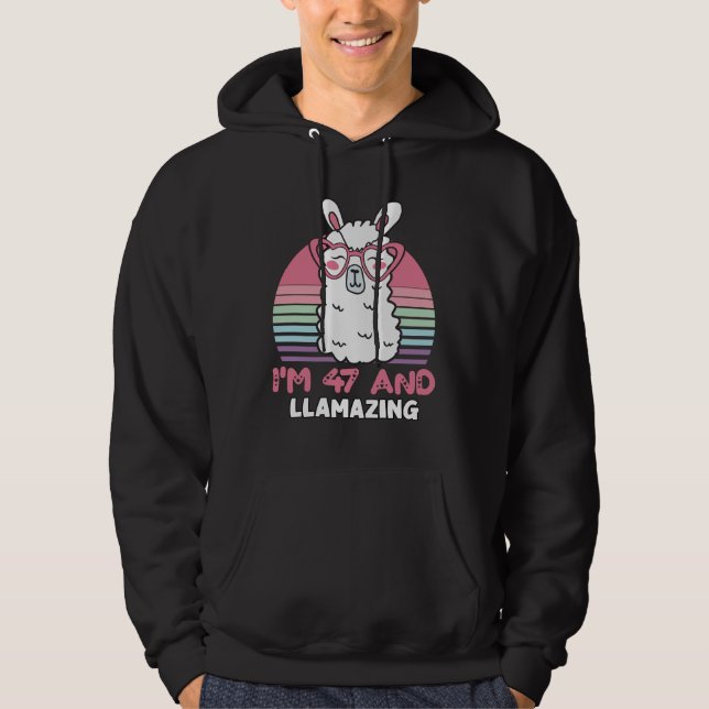 Moletom Engraçado Adorável Llama 47º Presente De Aniversár (Frente)