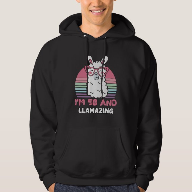 Moletom Engraçado Adorável Llama 58º Presente De Aniversár (Frente)