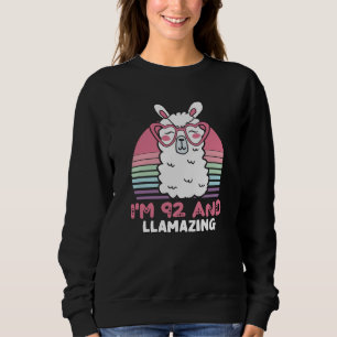 Moletom Engraçado Adorável Llama 92º Presente De Aniversár