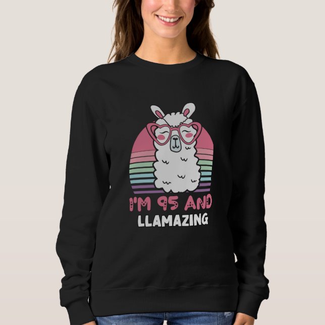 Moletom Engraçado Adorável Llama 95º Presente De Aniversár (Frente)