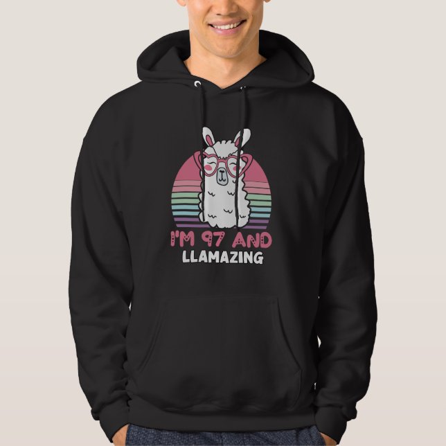 Moletom Engraçado Adorável Llama 97º Presente De Aniversár (Frente)