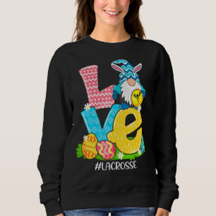 Moletom Engraçado Amor Lacrosse Páscoa Gnomo Caça De Ovos