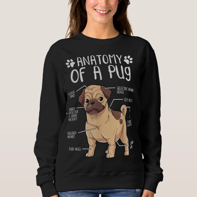 Moletom Engraçado Anatomia Pug Dog Pug Lover (Frente)