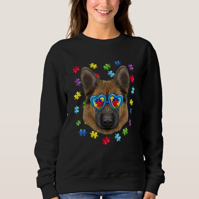 Moletom Engraçado Autismo German shepherd Cachorro Quebra- (Frente)
