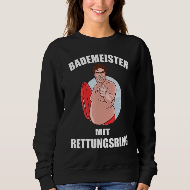 Moletom Engraçado Bath Mestre com Anel de Vida I Nadando P (Frente)