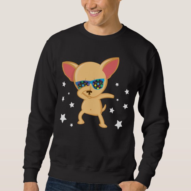 Moletom Engraçado Cachorro Chihuahua Dabbing estrelas ócul (Frente)