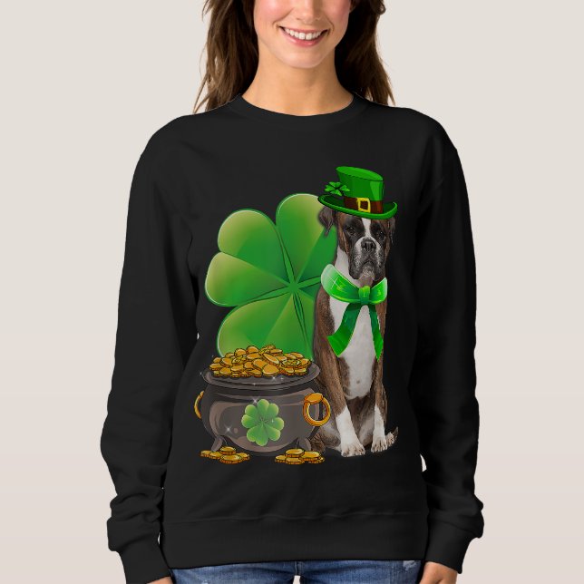 Moletom Engraçado Cachorro Shamrock Rua irlandesa Patrick  (Frente)