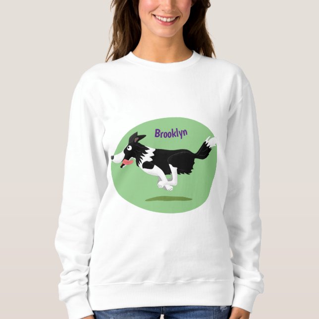 Moletom Engraçado Cão da Borda Collie executando desenho a (Frente)