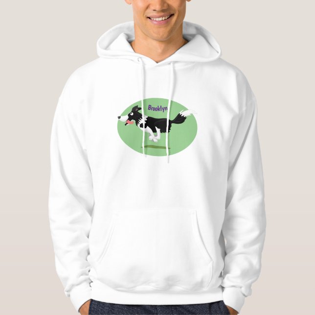 Moletom Engraçado Cão da Borda Collie executando desenho a (Frente)