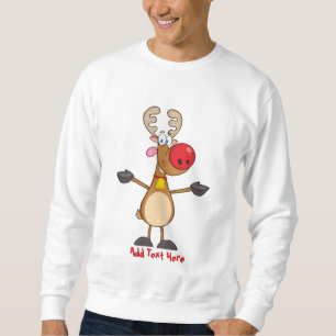 Moletom Engraçado Cartoon Rudolph Reindeer Xmas Personaliz