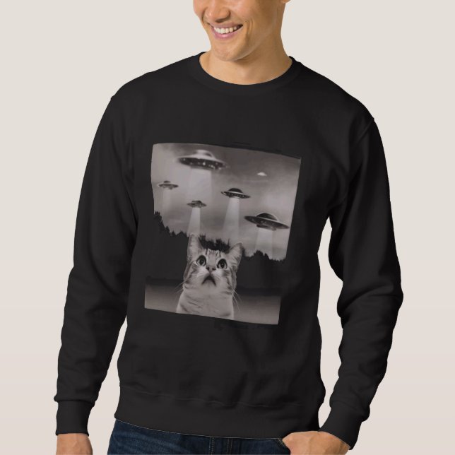 Moletom Engraçado Cat Selfie com OVNIs (Frente)