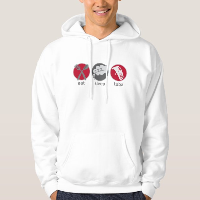 Moletom Engraçado coma o Hoodie da música da tuba do sono (Frente)