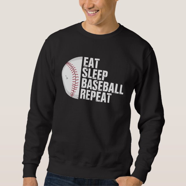 Moletom Engraçado Comer Sleep Baseball Repete Jogador De B (Frente)