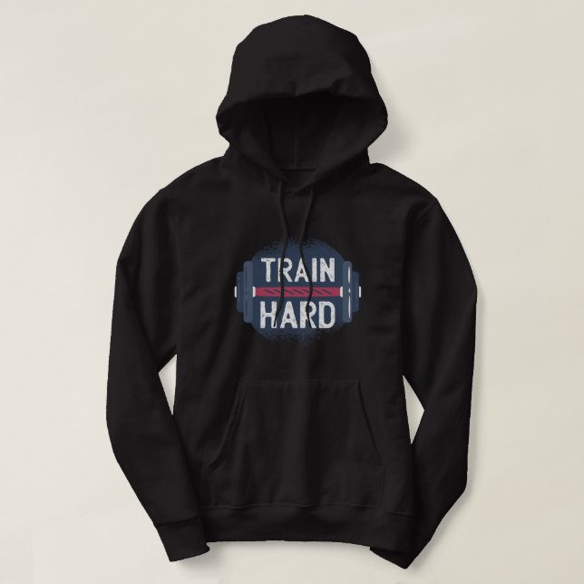 Moletom Engraçado Duro Gym Train Cotação Inspiração Workou (Frente do Design)