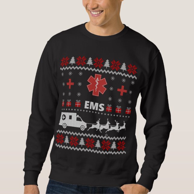 Moletom Engraçado EMS Paramedical Ugly Christmas Sweater G (Frente)