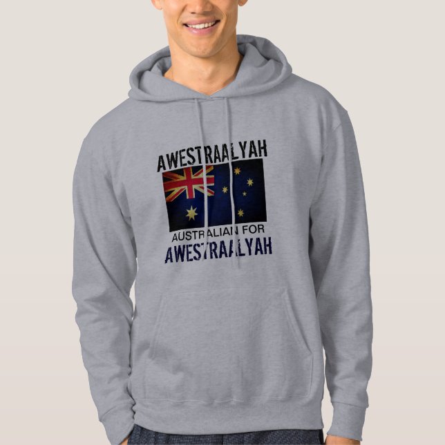 Moletom Engraçado Fale AUSSIE para Mim Bandeira Australian (Frente)
