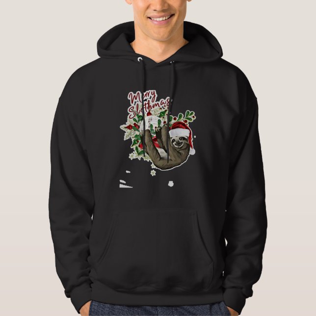 Moletom Engraçado Feliz de Natal Pajama Slothmas (Frente)