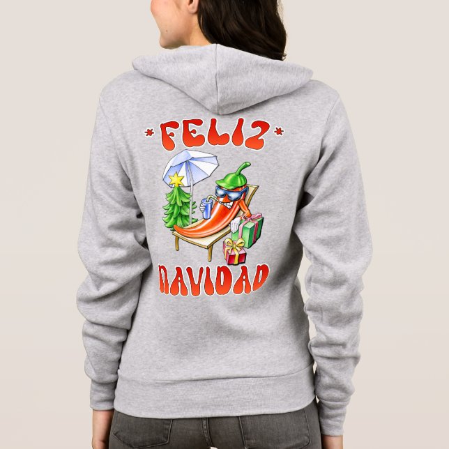 Moletom Engraçado Feliz Navidad, Feliz Natal Feliz Chili (Verso)