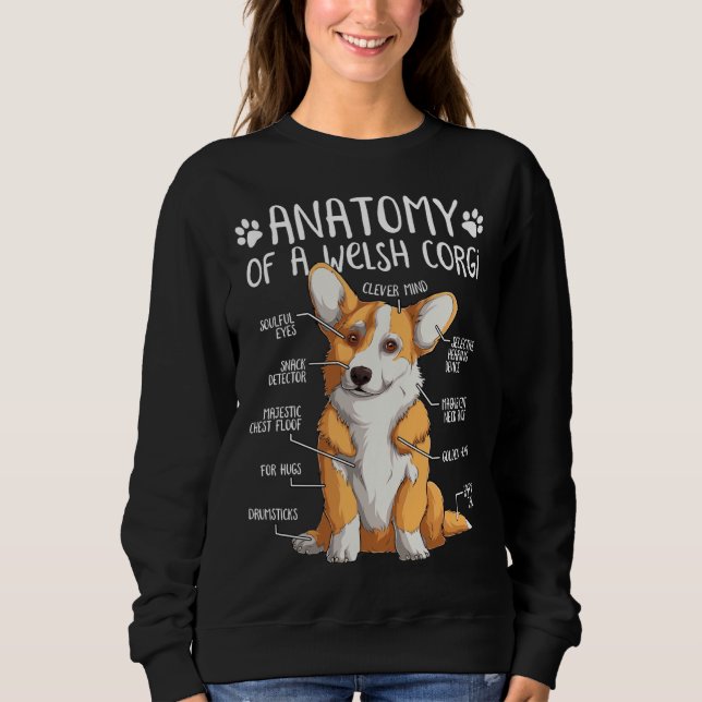 Moletom Engraçado Galês Corgi Cão Anatomia 437 (Frente)
