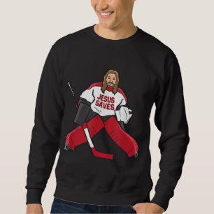 Moletom Engraçado Hockey Jesus salva goleiro de hóquei