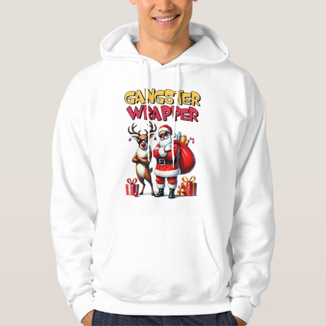 Moletom Engraçado Hoodie de Natal - Papais noeis de Wrappe (Frente)