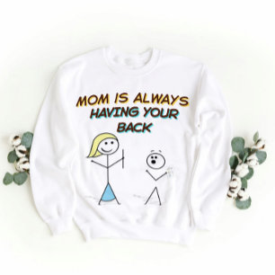 Moletom Engraçado Mãe Apoio Cartoon - com as costas