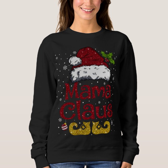 Moletom Engraçado Mamãe Claus Correspondendo Papais noeis  (Frente)