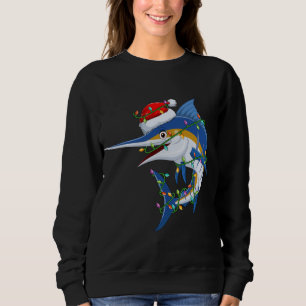 Moletom Engraçado Marlin Fish Lover Xmas Santa Hat Marlin