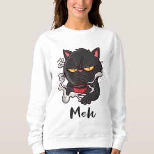 Moletom Engraçado Meh Cat Cranky Café Gato Amantes de café