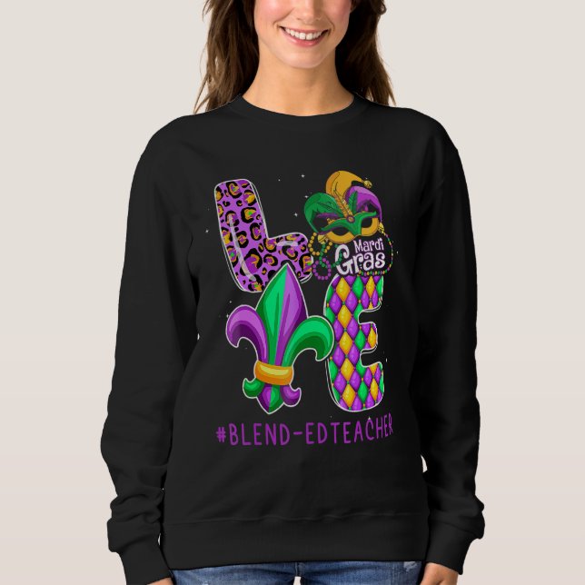 Moletom Engraçado Misturar Ed Professora Mardi Gras Matand (Frente)