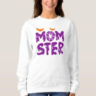 Moletom Engraçado "Momster" Lançando Letras Halloween Mãe