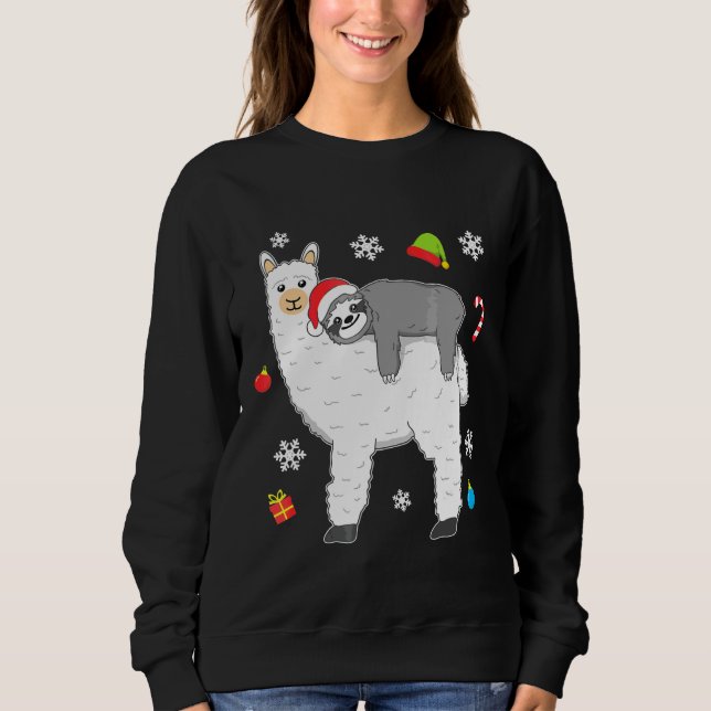 Moletom Engraçado Natal Fluffy Animal Riding Llama (Frente)
