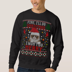 Moletom Engraçado Natal Gato Piada de Canuta Feia Xmas Swe