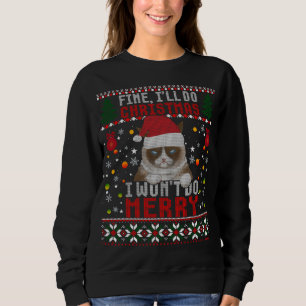 Moletom Engraçado Natal Gato Piada de Canuta Feia Xmas Swe