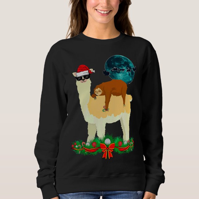 Moletom Engraçado Natal Llama Dormindo Lama (Frente)
