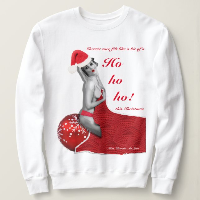 Moletom Engraçado Natal Pinup Hoe Piada Damas Xmas Jumper (Frente do Design)