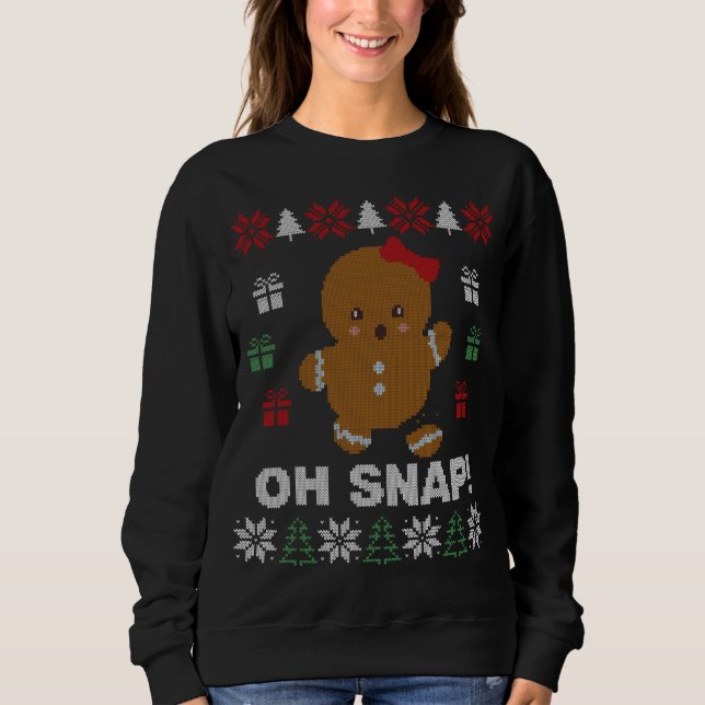 Moletom Engraçado Oh Snap! Gingerbird Cookie Ugly Sweater (Frente)