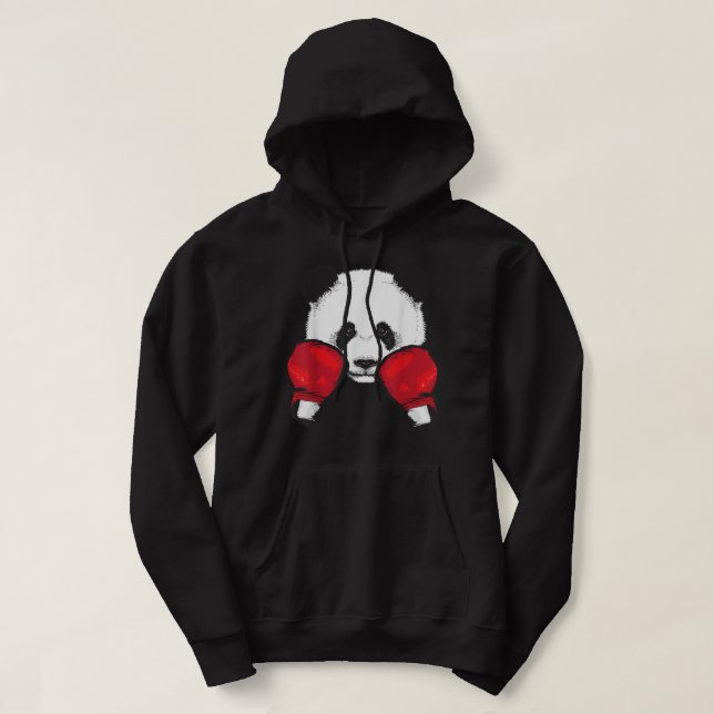 Moletom Engraçado Panda Boxando Luvas de Amante de os anim (Frente do Design)