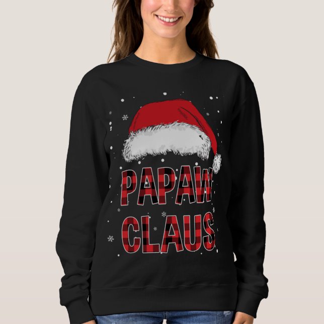 Moletom Engraçado Papaw Claus Red Xadrez Família Natal Pjs (Frente)